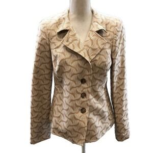 Nina Mclemore Blazer Jacket Womens 6 Beige Geometric Artsy Business Teacher